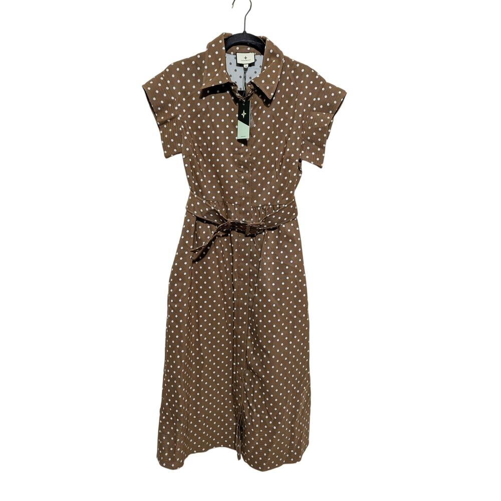 Tuckernuck Cocoa Brown Dot Chloe Midi Dress Size Small Belted NWT Fall Workwear - Picture 5 of 12